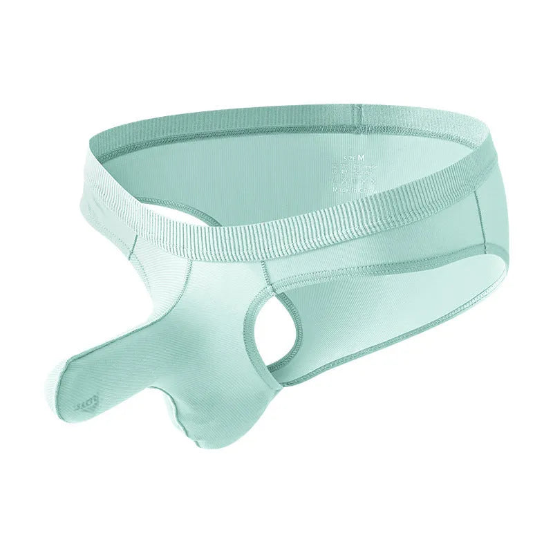 Men's ice silk low waist briefs underwear in multiple colours showing briefs style and lightweight fabric.
