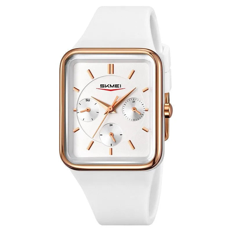 Square digital sports watch for girls with silicone strap in multiple colours