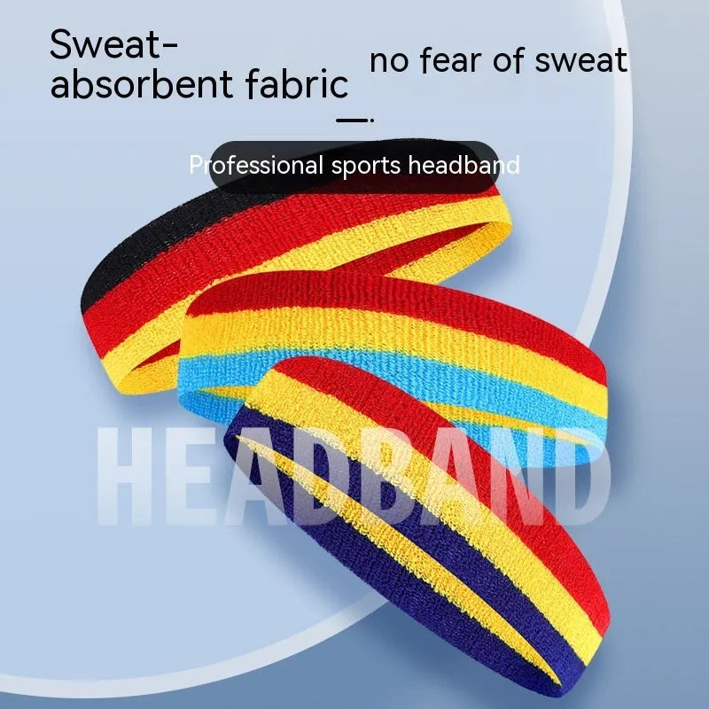 Sports headband for adults in multiple colour combinations including black red yellow