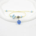 Hand-woven glass bracelet with real dried flowers inside large 1.4cm colored beads for women