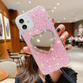Glitter heart mirror rhinestone TPU phone case for Apple iPhone 11 12 13 14 15 Pro Max in gold