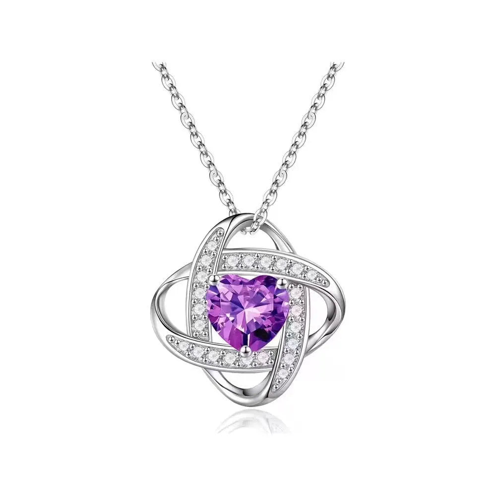 Copper heart-shaped necklace with electroplated colour finishes in European American fashion jewellery style