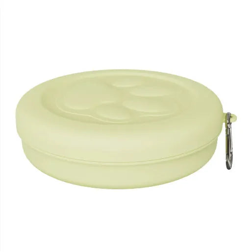 Portable dog bowl in light pink or green single-colour and two-colour designs in L or S sizes