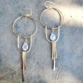 Gold alloy water drop gem pendant tassel earrings bohemian ethnic style drop shape