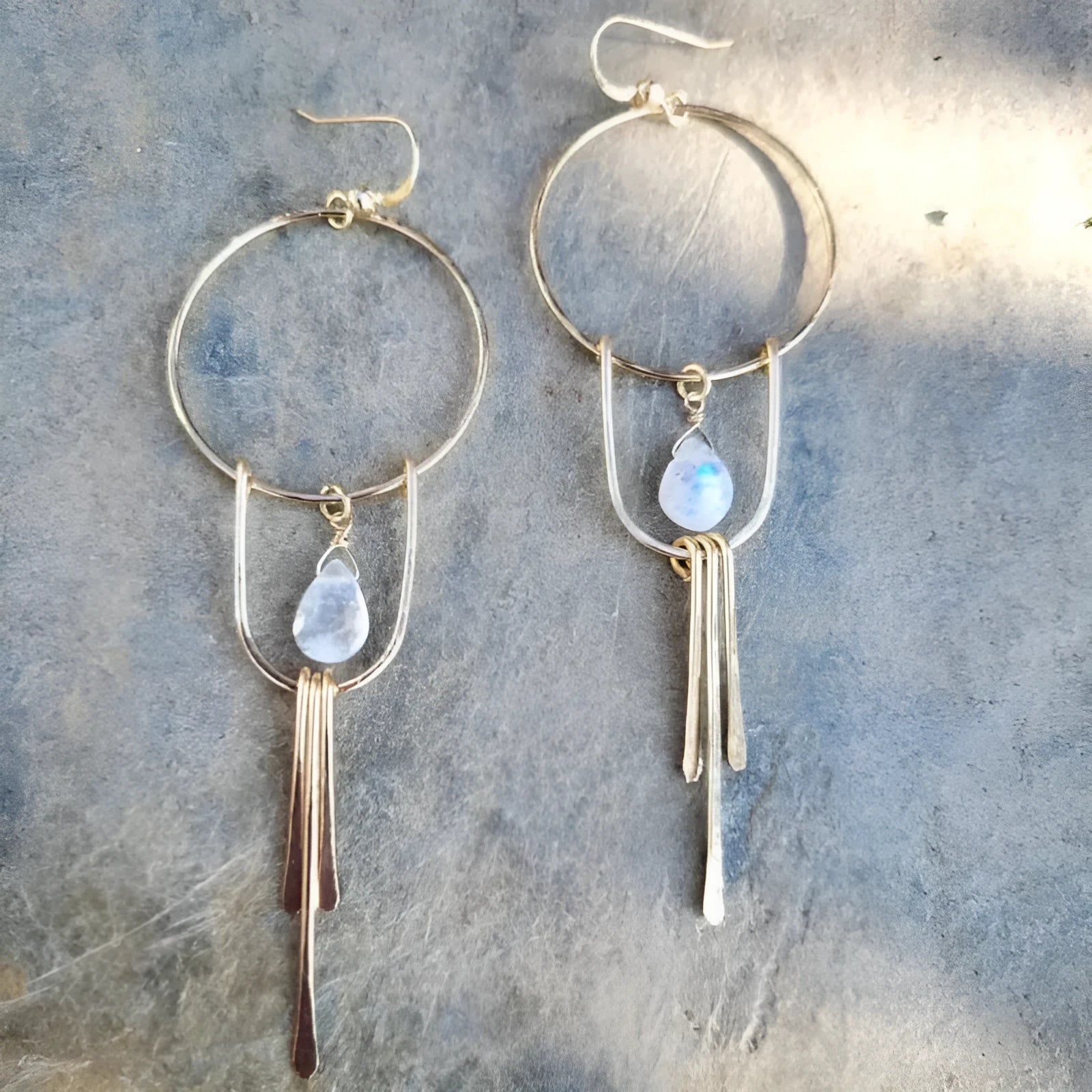 Gold alloy water drop gem pendant tassel earrings bohemian ethnic style drop shape