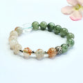 Natural green quartz rutilated black gold Super Seven bracelet approximately 8.5mm beads Chinese style stone accessory
