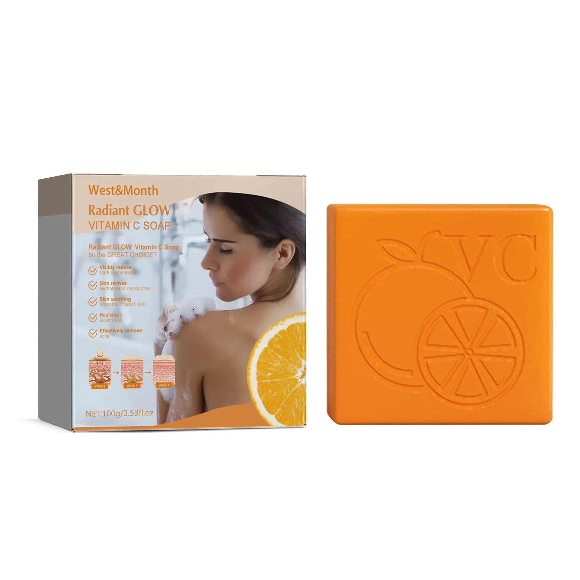 100g whitening vitamin body soap bar with kojic acid, vitamin C and botanical extracts