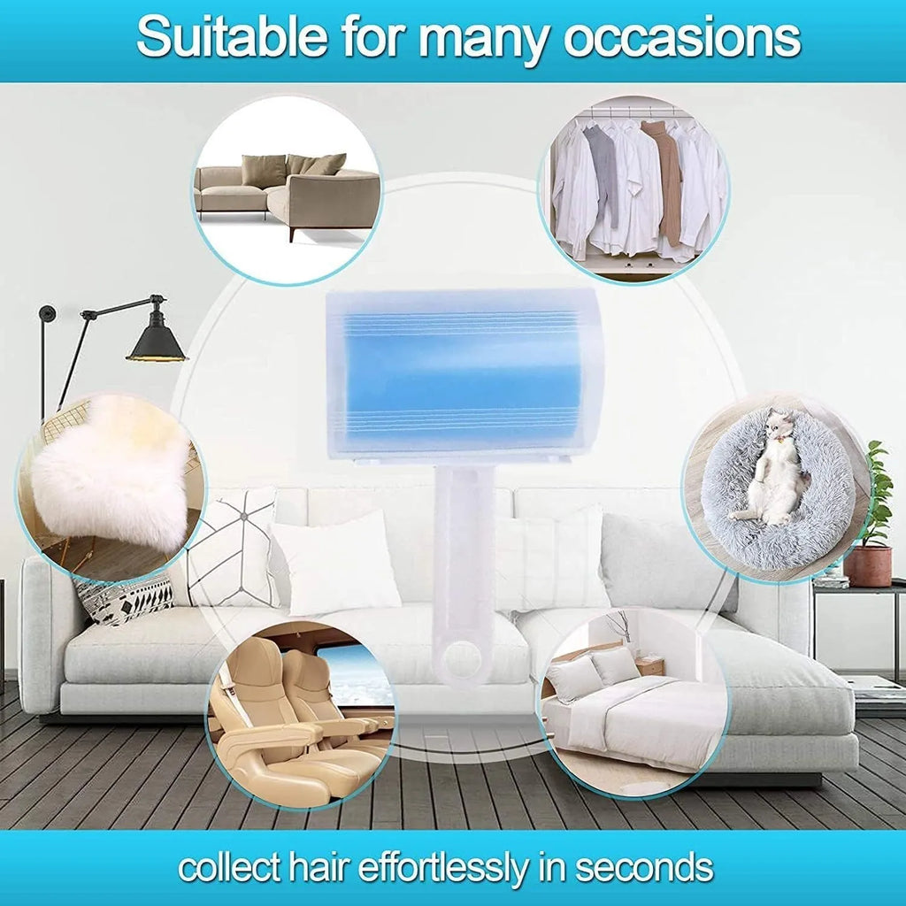 Washable reusable lint roller with cover for removing pet hair from clothes and sofas