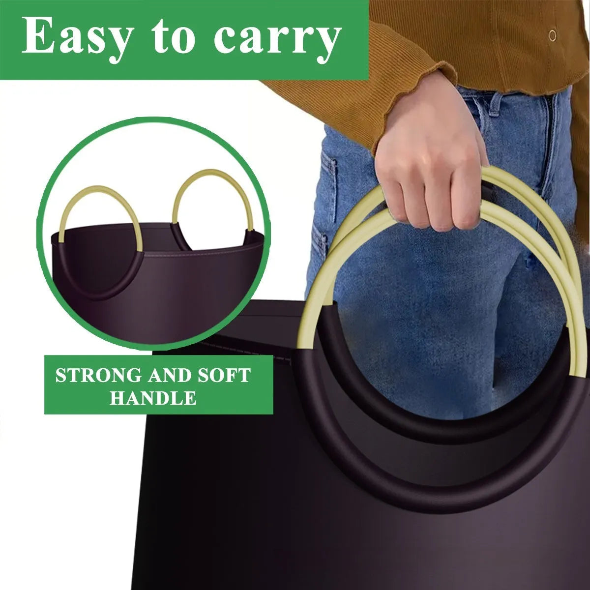 Round portable polypropylene trash can measuring 38cm diameter by 72cm height for outdoor events