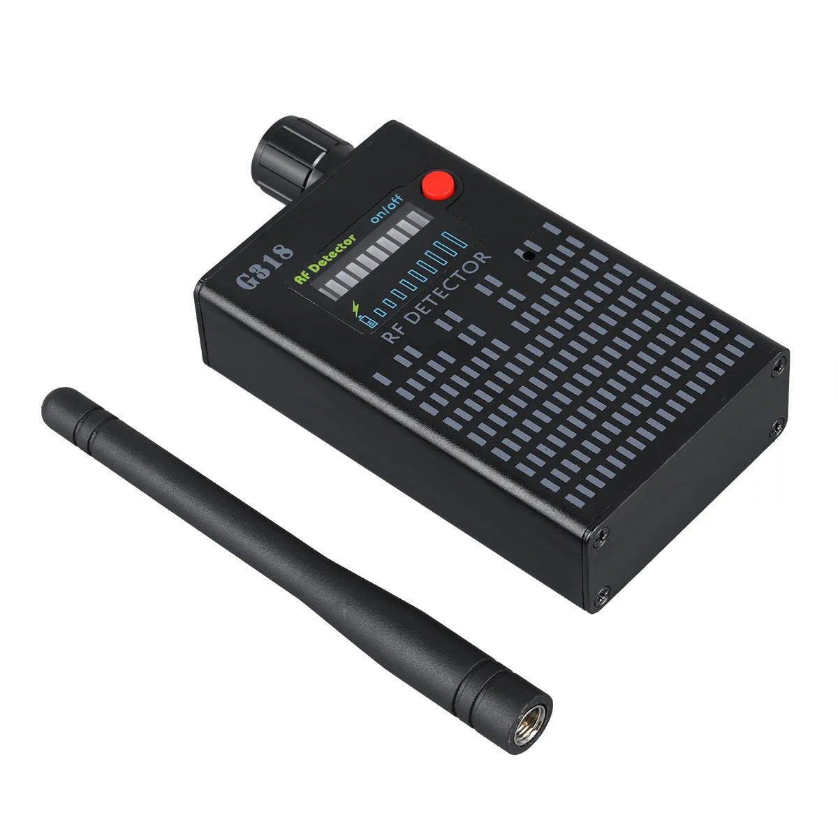 Black G318 aluminium alloy camera detector with compact rectangular design for security checks