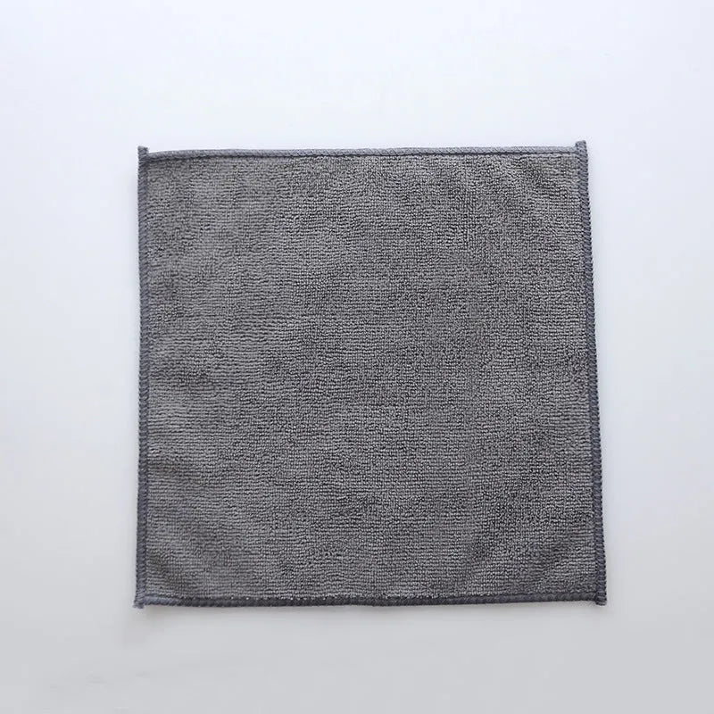 Grey 25x25cm square microfiber kitchen cleaning cloth for pots and bowls.