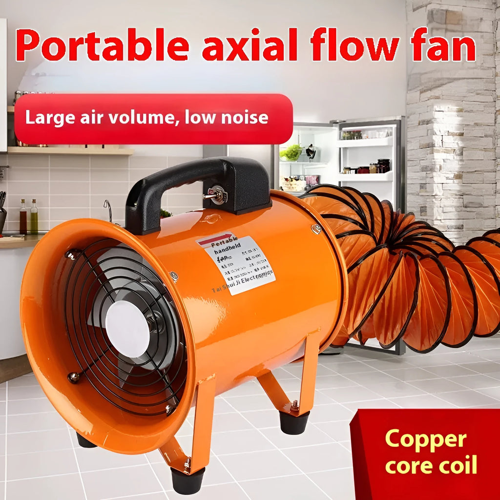8-inch titanium steel axial flow fan with 7 blades for industrial dust removal and ventilation