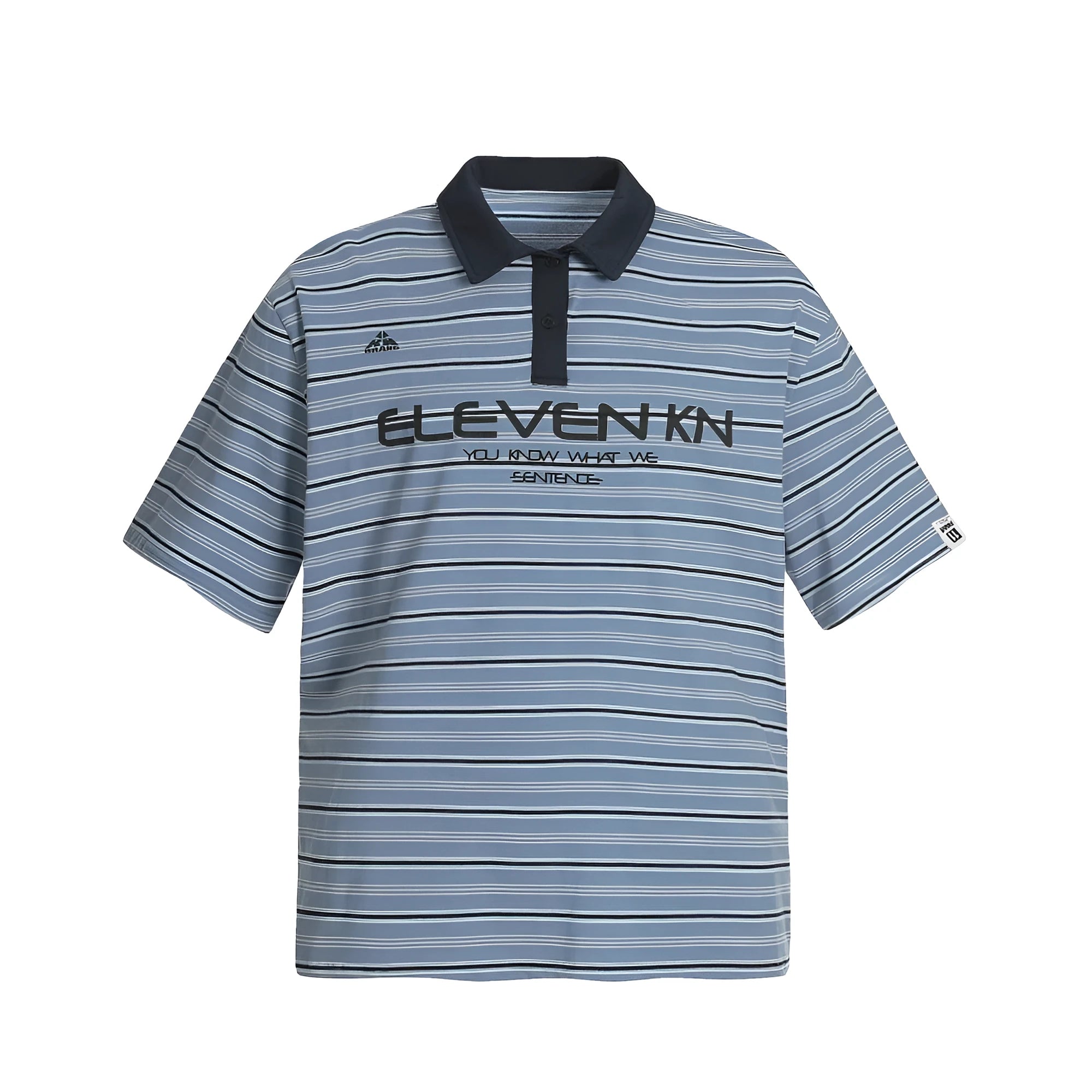 Blue stripe vintage cotton polo shirt with short sleeves and loose fit