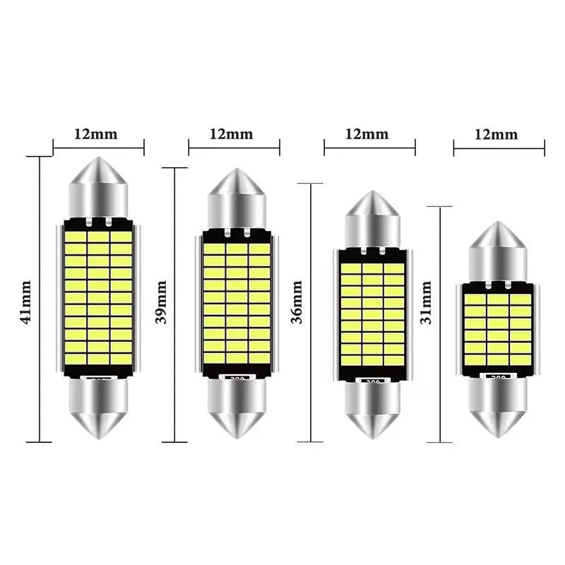 White aluminium car roof light with double pointed tip design for interior and licence plate illumination