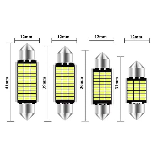 White aluminium car roof light with double pointed tip design for interior and licence plate illumination