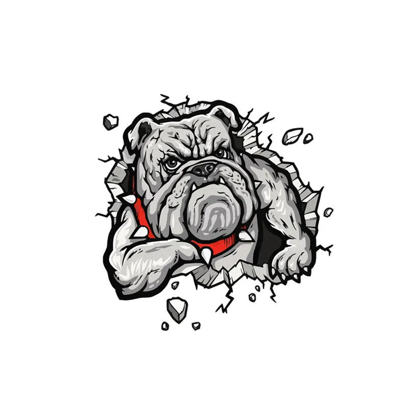 Grey dog pattern motorcycle decorative sticker measuring 17cm by 17cm with customisable sizing