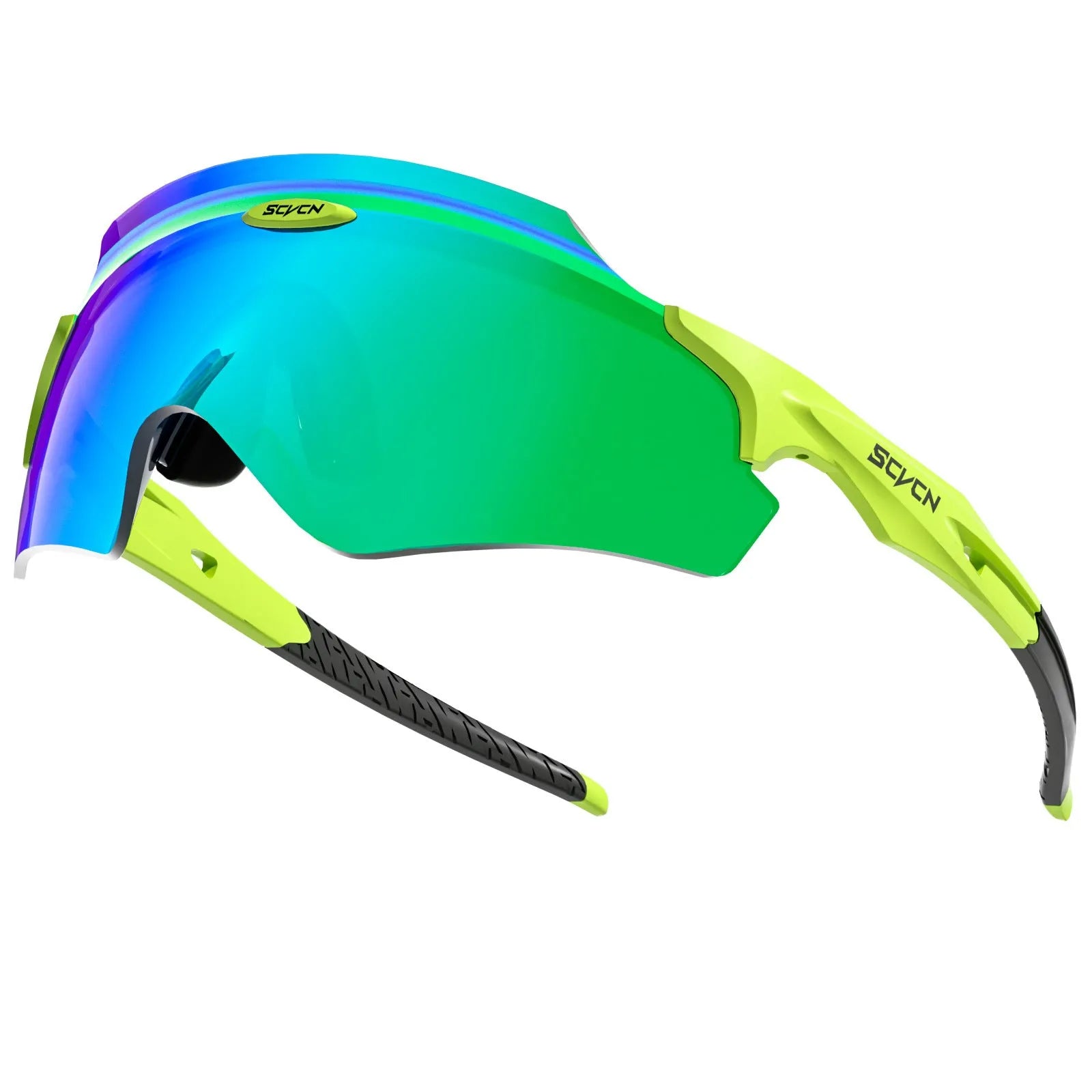 Frameless athletic glasses with colourful integrated lens and windproof design for sports