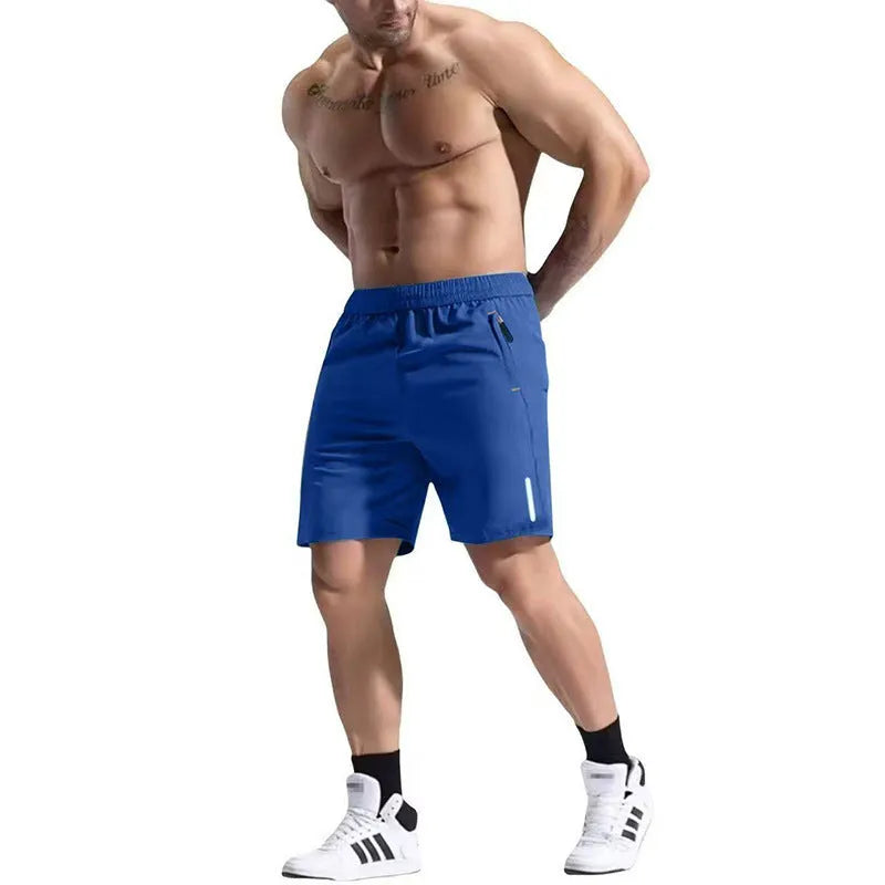 Men's grey bamboo blend sports shorts with an elastic high waist and drawstring detail.