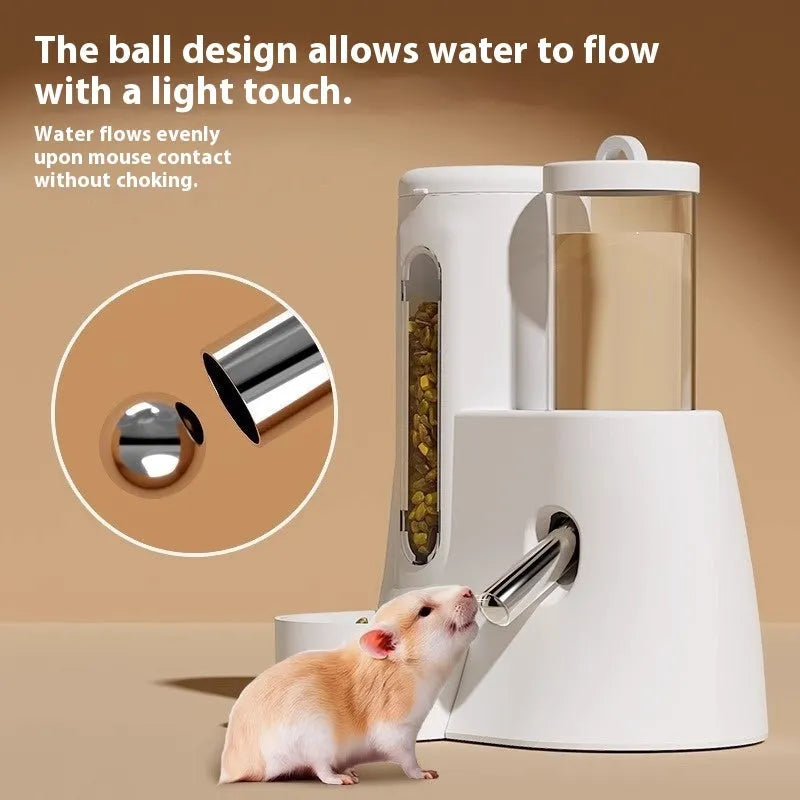 Hamster automatic drinking water feeder with food bowl in blue colour