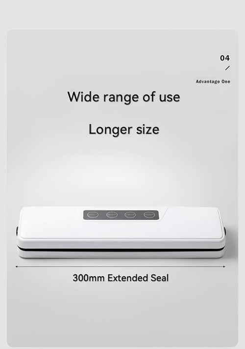 Compact white automatic vacuum sealer machine for household food preservation and item storage