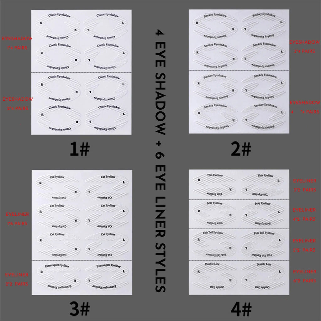 Four reusable eyeliner stencils for creating winged eyeliner and eyeshadow looks