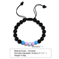 Polished black agate and acrylic beaded bracelet with 8mm beads and letter detailing