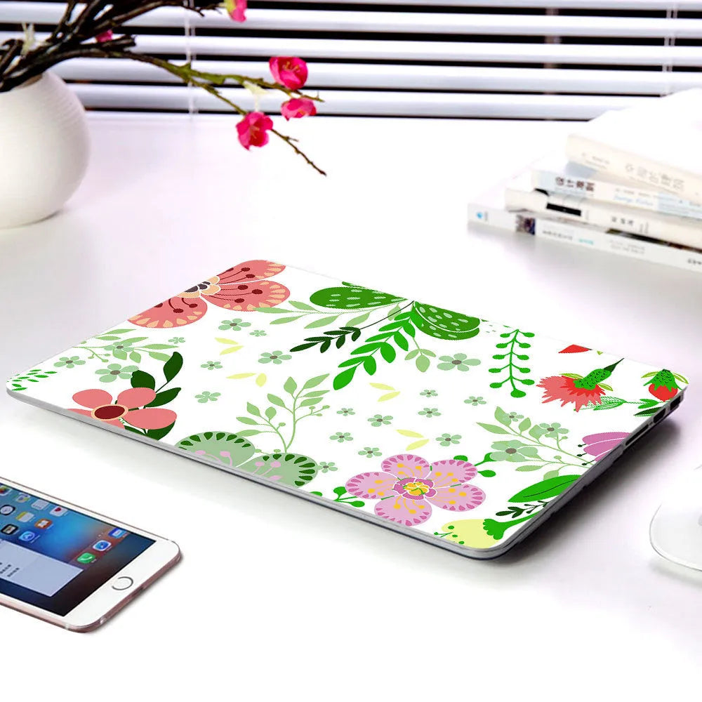 Plastic protective shell for Apple MacBook with partial flower series floral design showing five pattern options