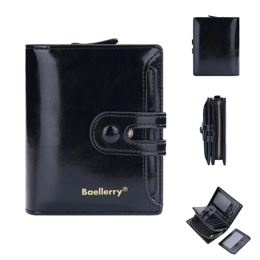 Women's PU leather card holder wallet in various colours showing polyester lining