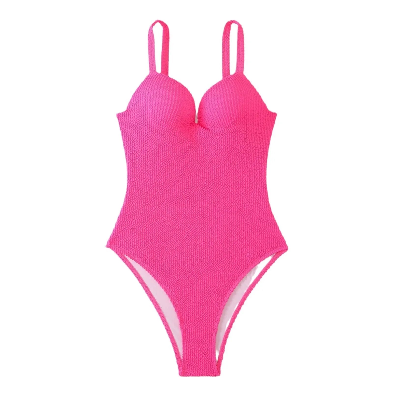 Women's sleeveless one-piece swimsuit with sunken stripe pattern in multiple colour options
