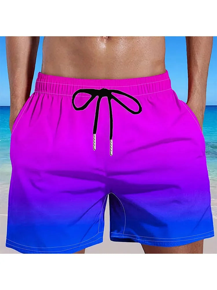 Men's 3D digitally printed sports shorts showing gradient colour transition on micro-elastic mesh material