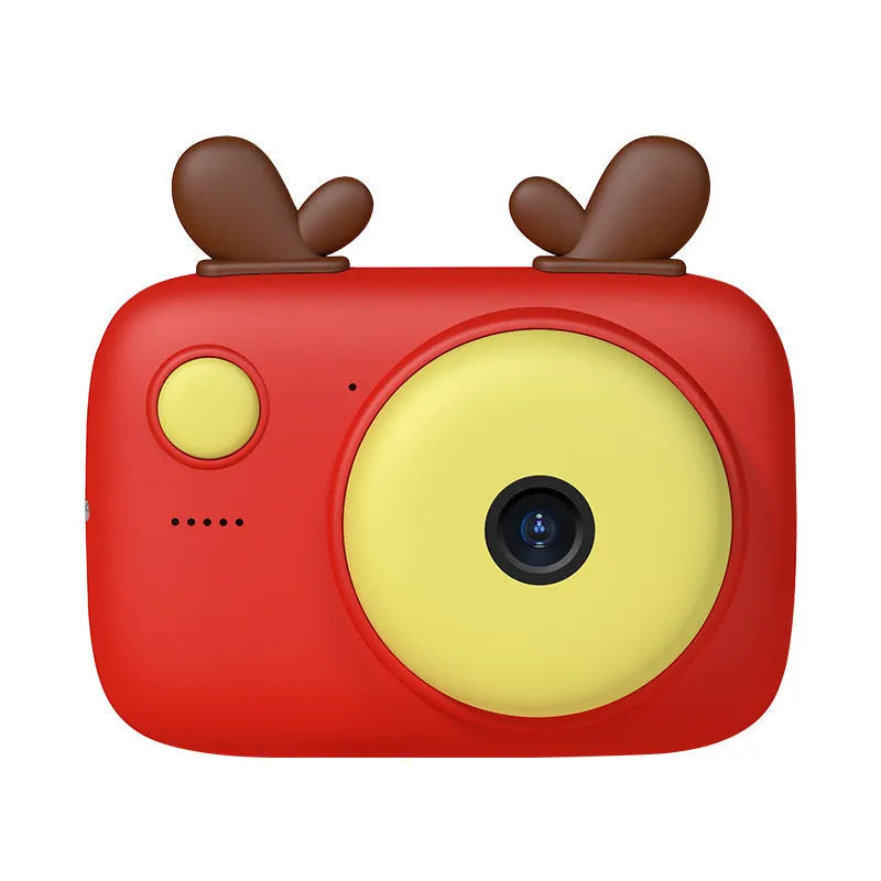 A2 Macaron design kids digital camera in green, showing front and rear lenses and 2.4 inch screen.