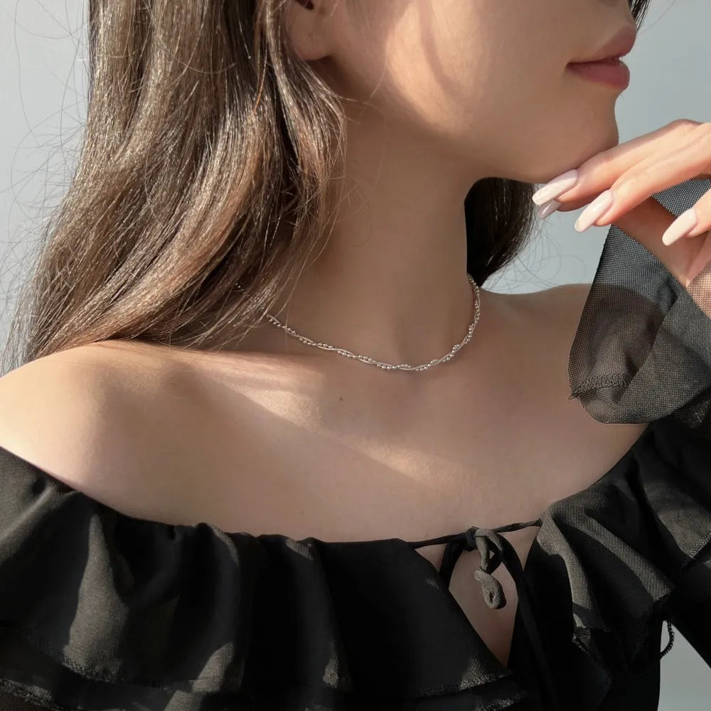 925 sterling silver geometric necklace for women with electroplated silver finish