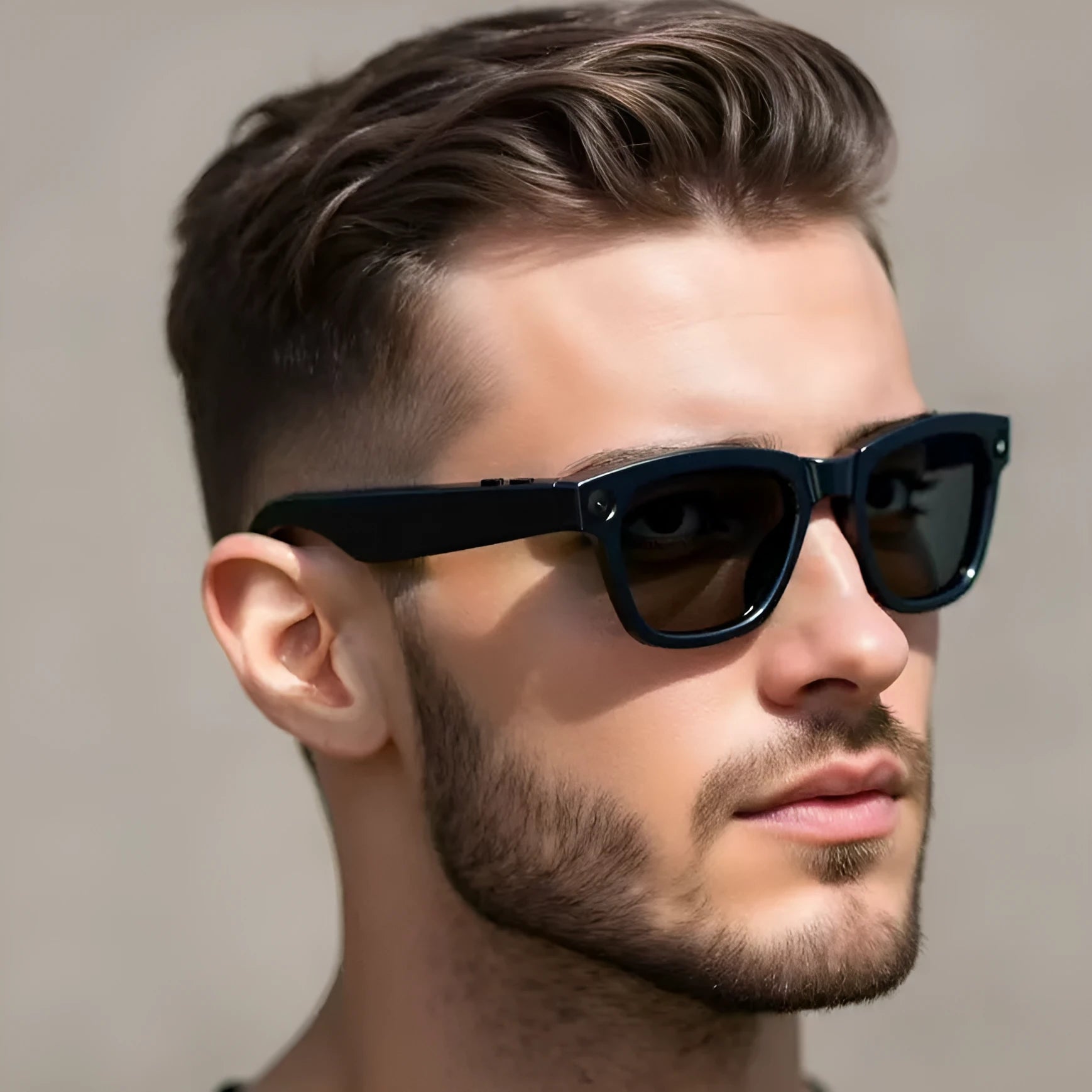 AI translation video glasses with HD camera in black lens and transparent lens options