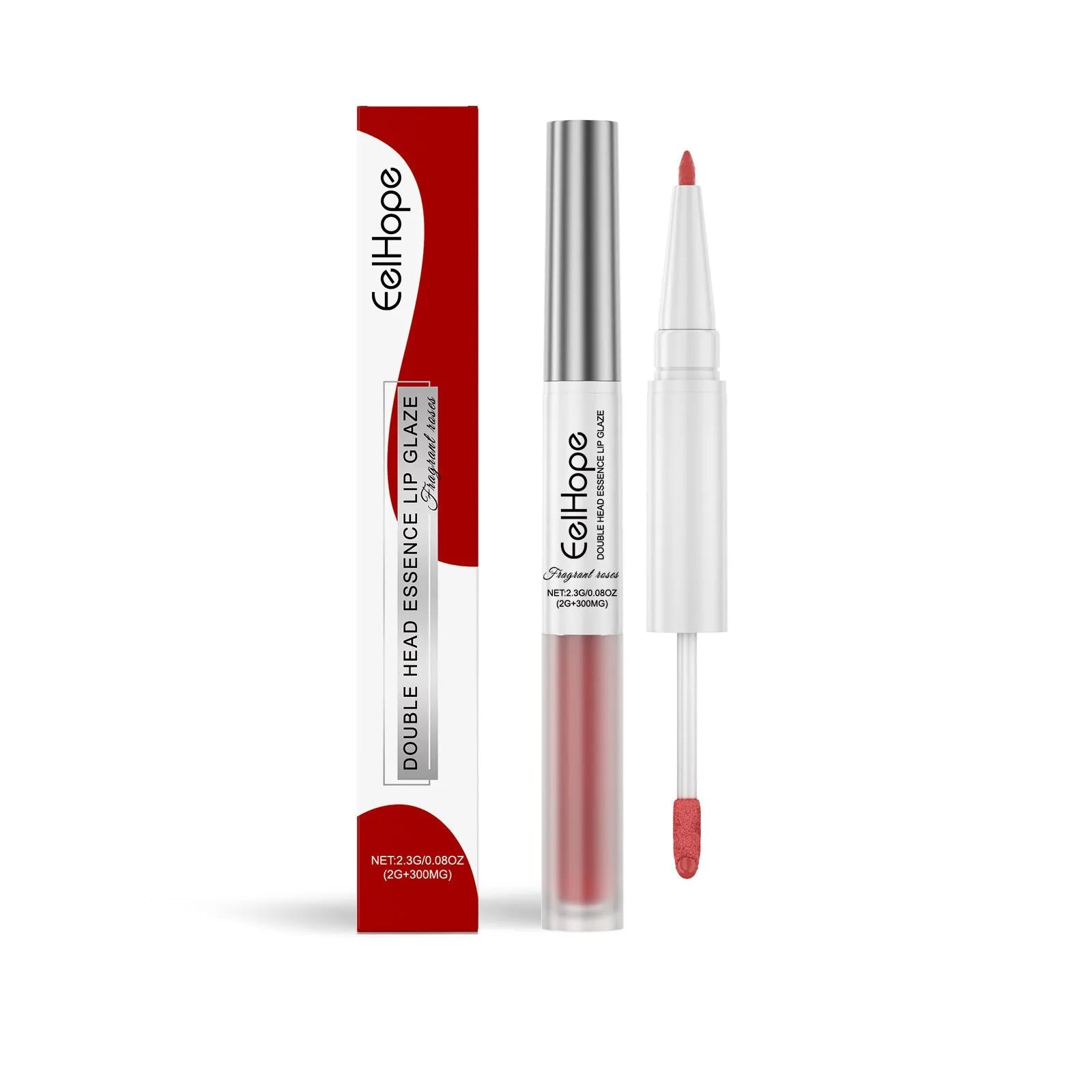 Double-headed lip liner and lip lacquer pen cosmetic set