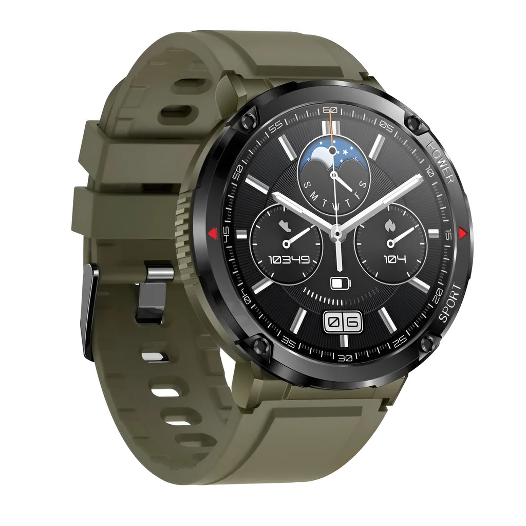 T30 Smart Watch with black silicone strap on a wrist, showing a large circular screen displaying health metrics.
