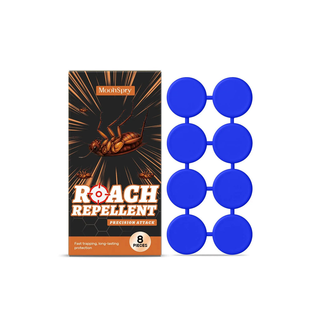 Indoor cockroach killer kit with 8 bait stickers and 8 glue traps for household pest control