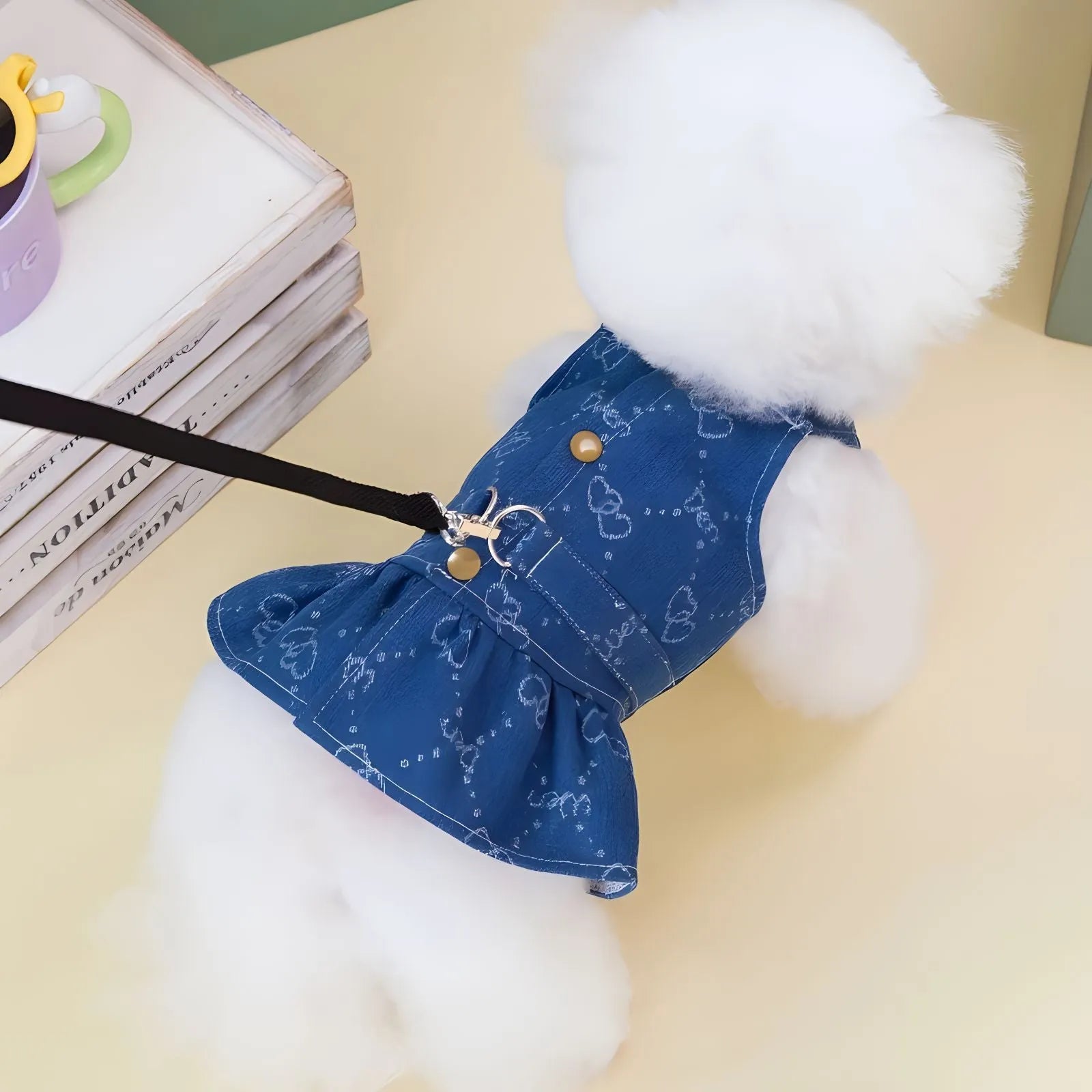Denim princess dress for Teddy Bichon dog in bracket-skirt or bracket-T styles