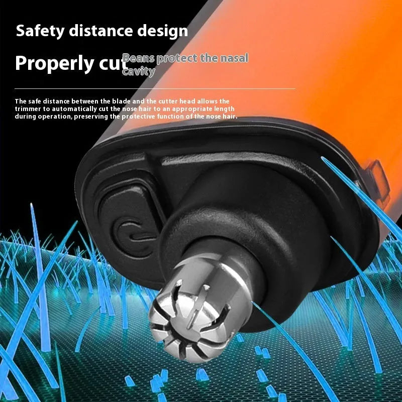 Rechargeable nose hair trimmer with digital display and removable stainless steel cutter head