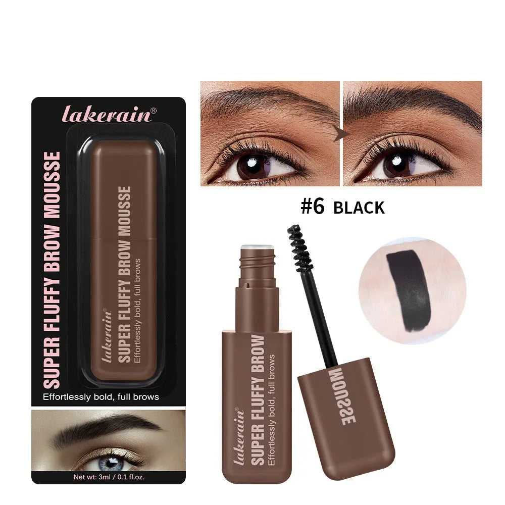 Eyebrow cream mousse tube for long-lasting brow definition in six colour shades.