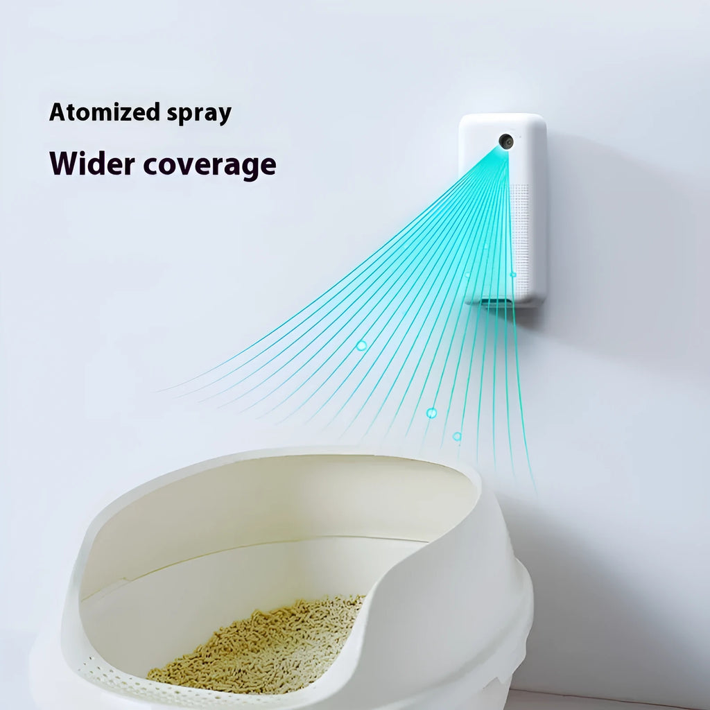 Smart spray odour removal machine for pets with purification liquid bottles and mounting bracket