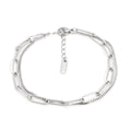 Geometric women's bracelet with double layer twin titanium steel design and electroplated gold or silver finish