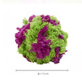 Purple plush dog teething ball measuring 15cm diameter for interactive play