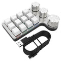 Black Bluetooth custom shortcut keyboard with 12 keys and 3 knobs and RGB backlighting