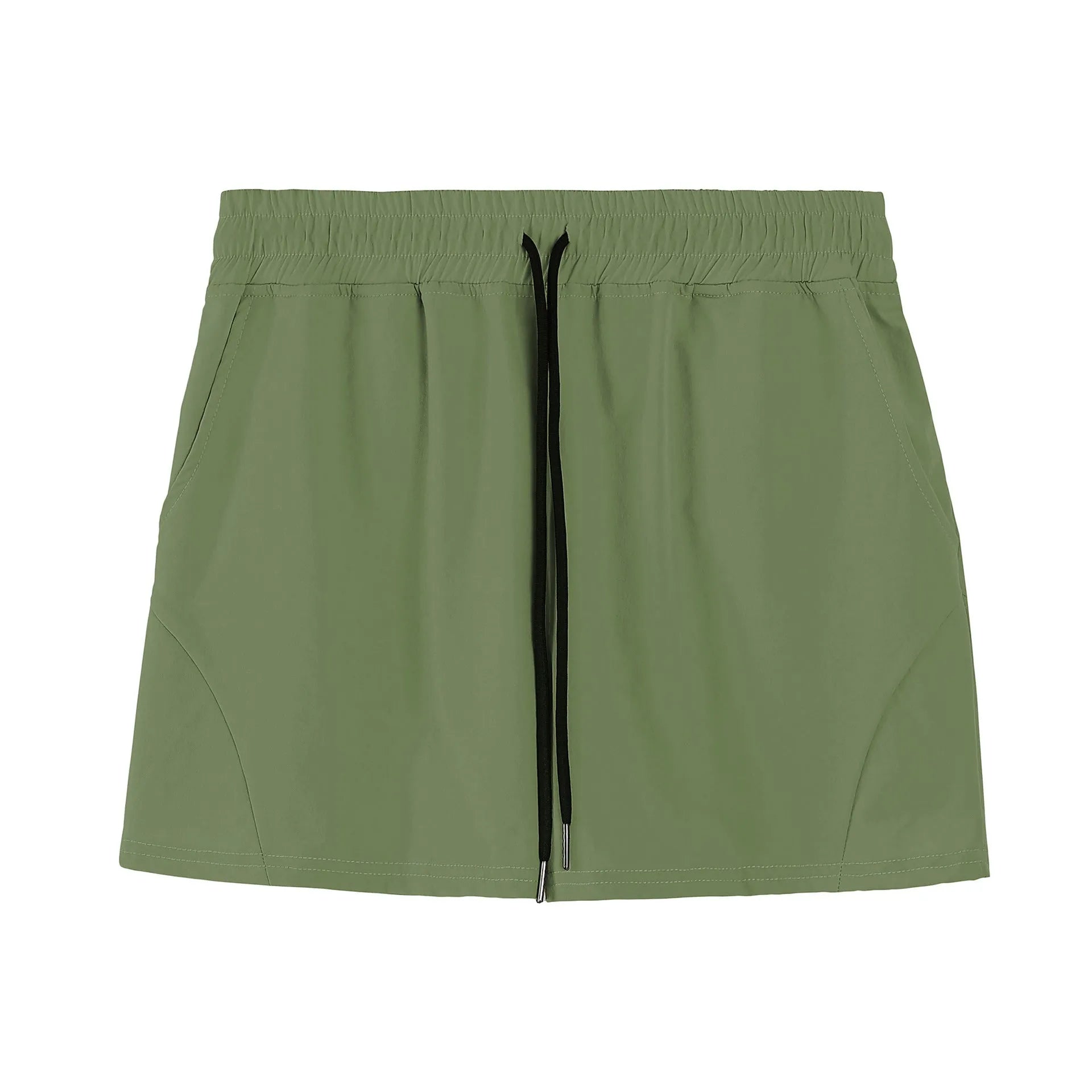 Men's lightweight polyester basketball shorts in grey, black, apricot, or green.