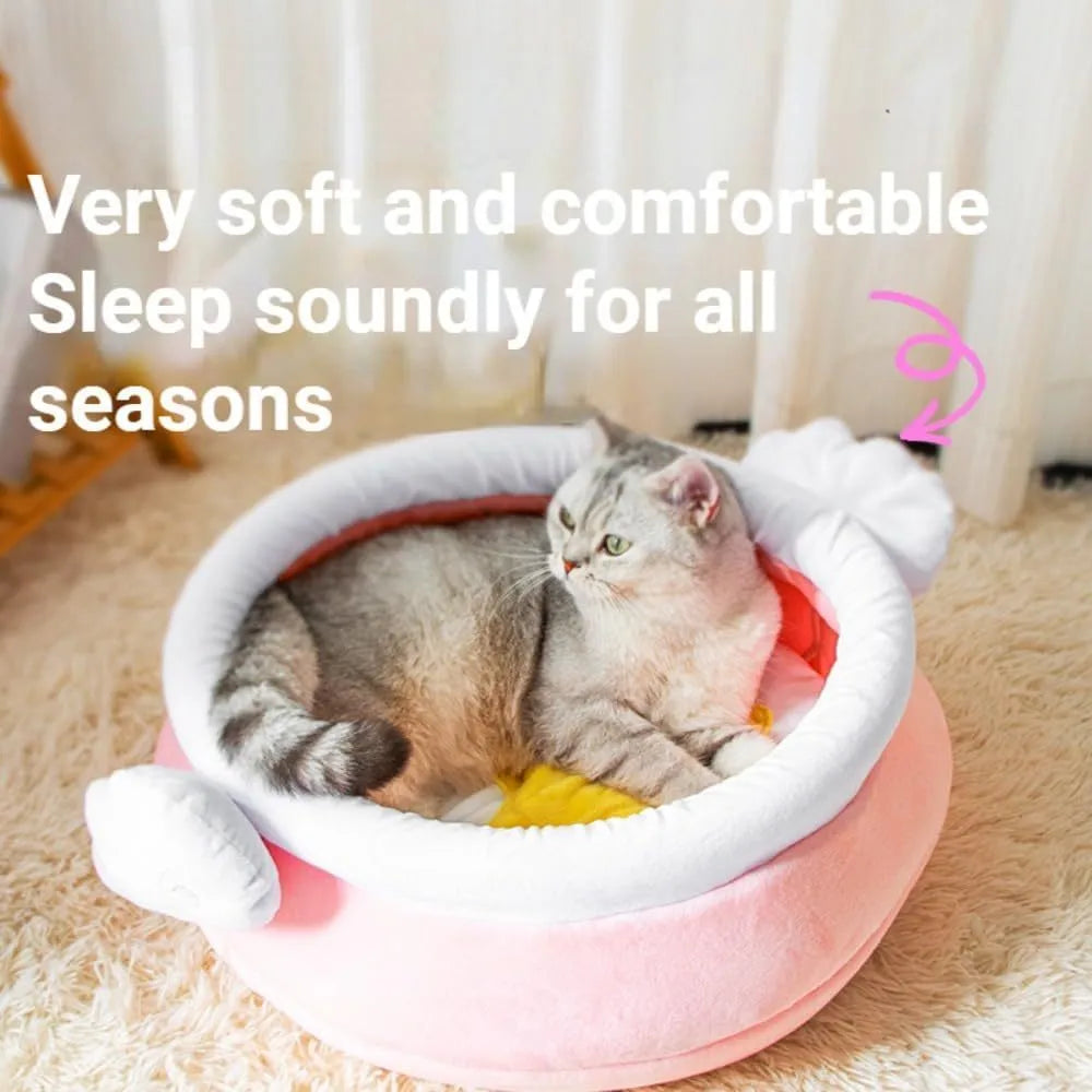 Honey pot shaped cat sofa bed with removable pad in soft fabric for small pets