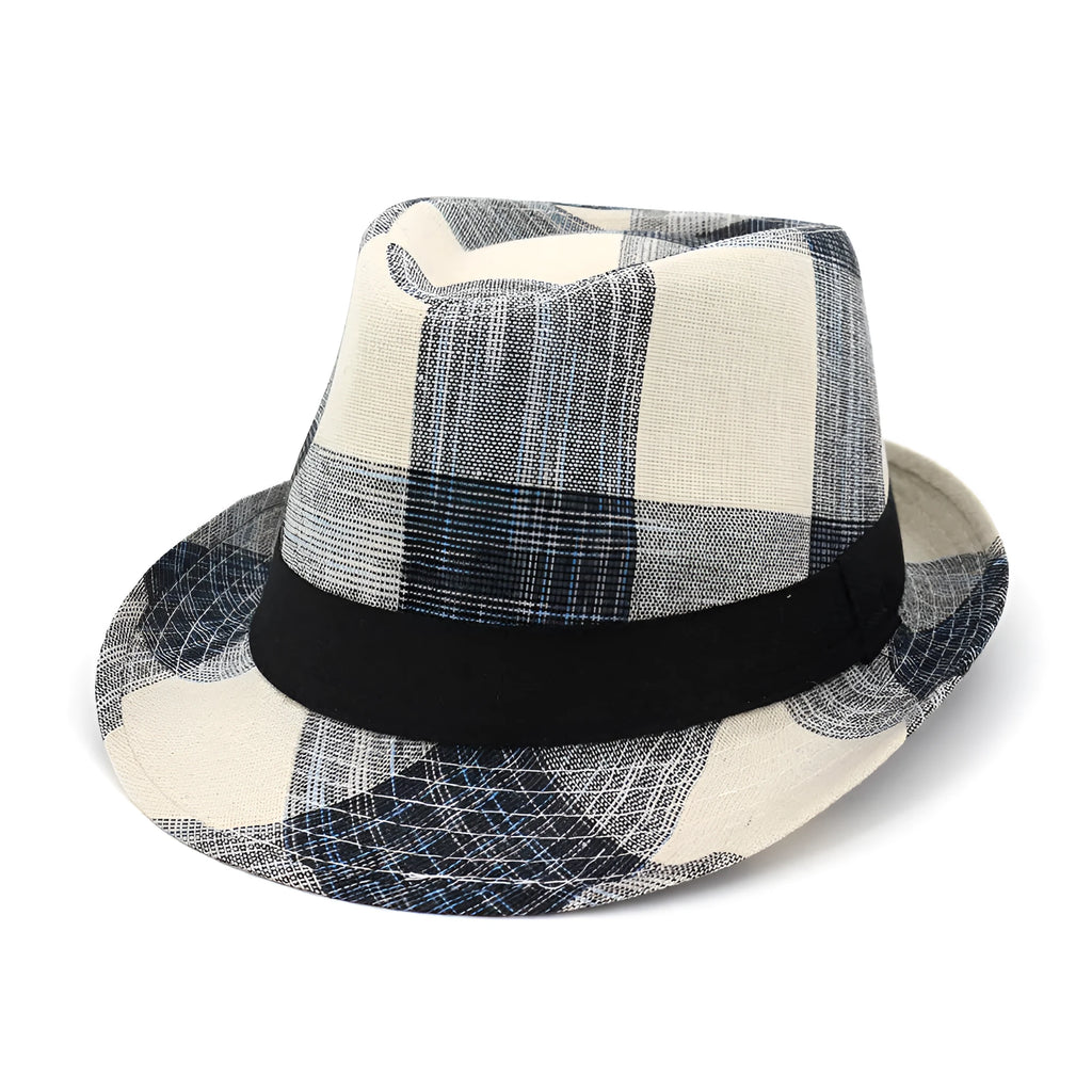 Men's and women's outdoor straw sun hat with 4.5cm brim in black or blue colour