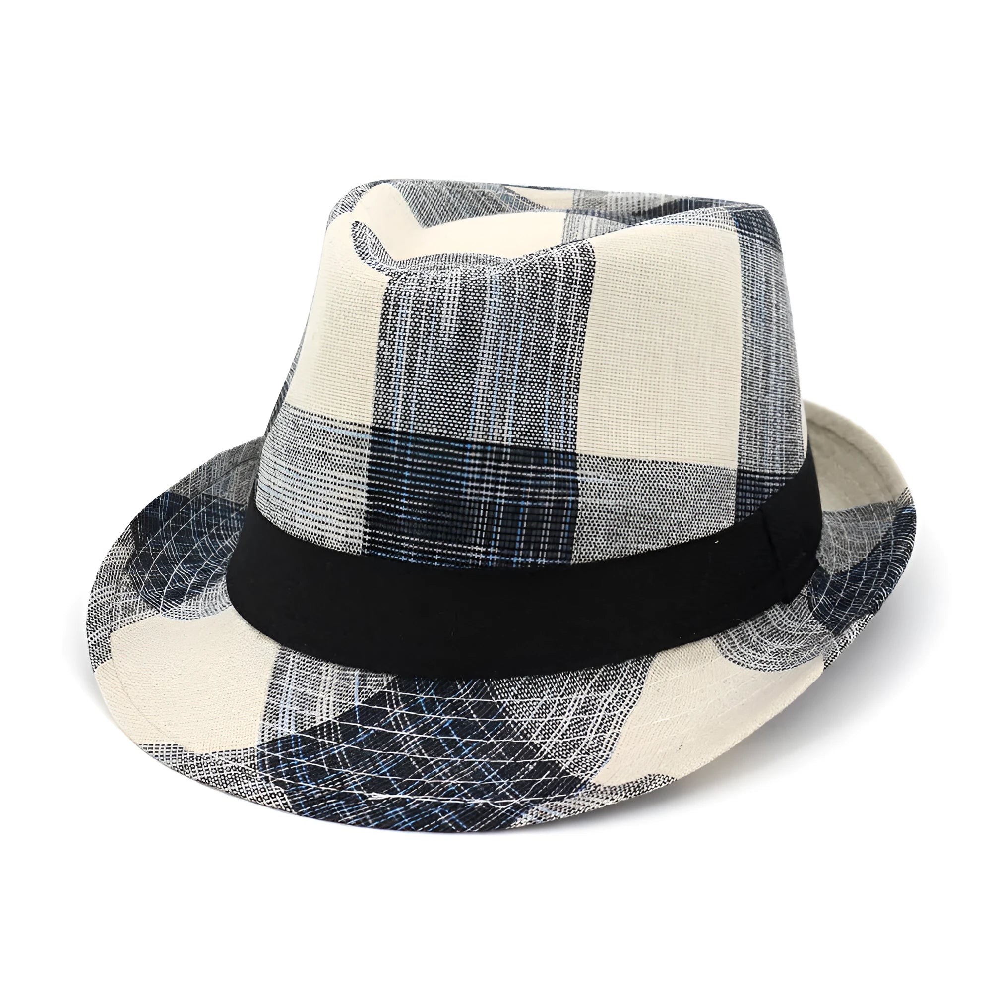 Men's and women's outdoor straw sun hat with 4.5cm brim in black or blue colour