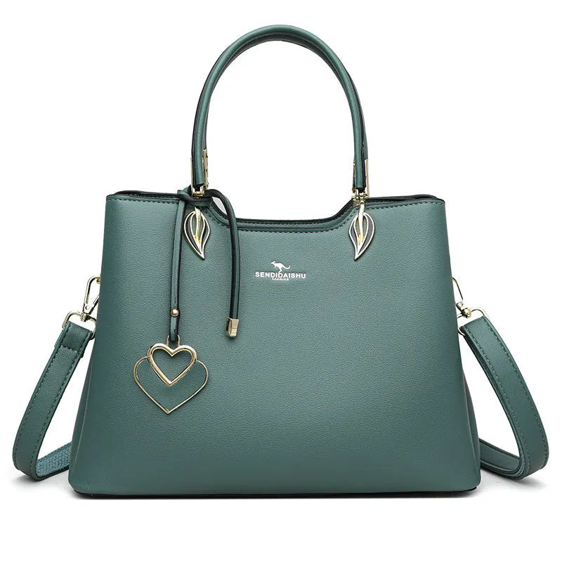 Women's multi-layer shoulder messenger bag in urban simplicity style with visible sewing thread detailing