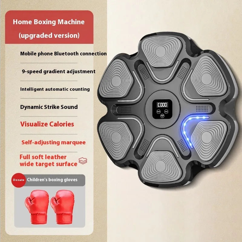 Smart music boxing wall target with electronic display and gloves