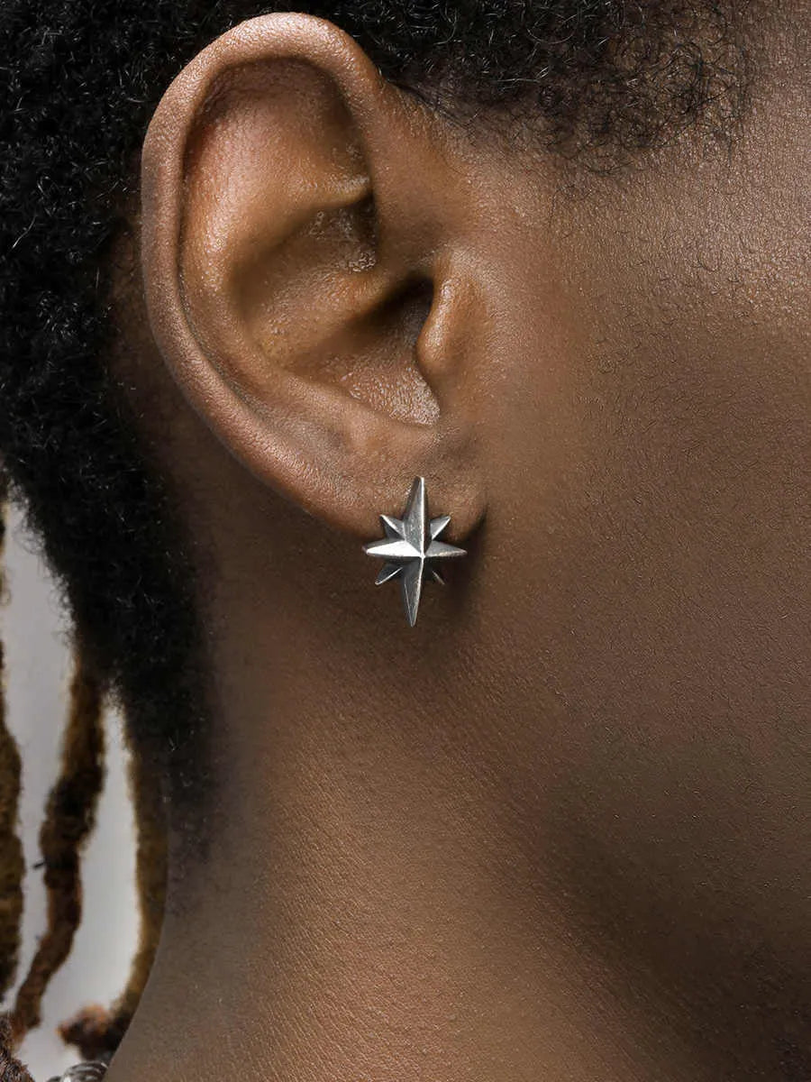 925 silver old stereo earrings with compact 12mm width and 18mm height on a plain background